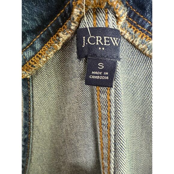 NWT J. Crew Denim Overalls Jumpsuit Button Closure Adjustable Straps S Blue Dark - Picture 9 of 16